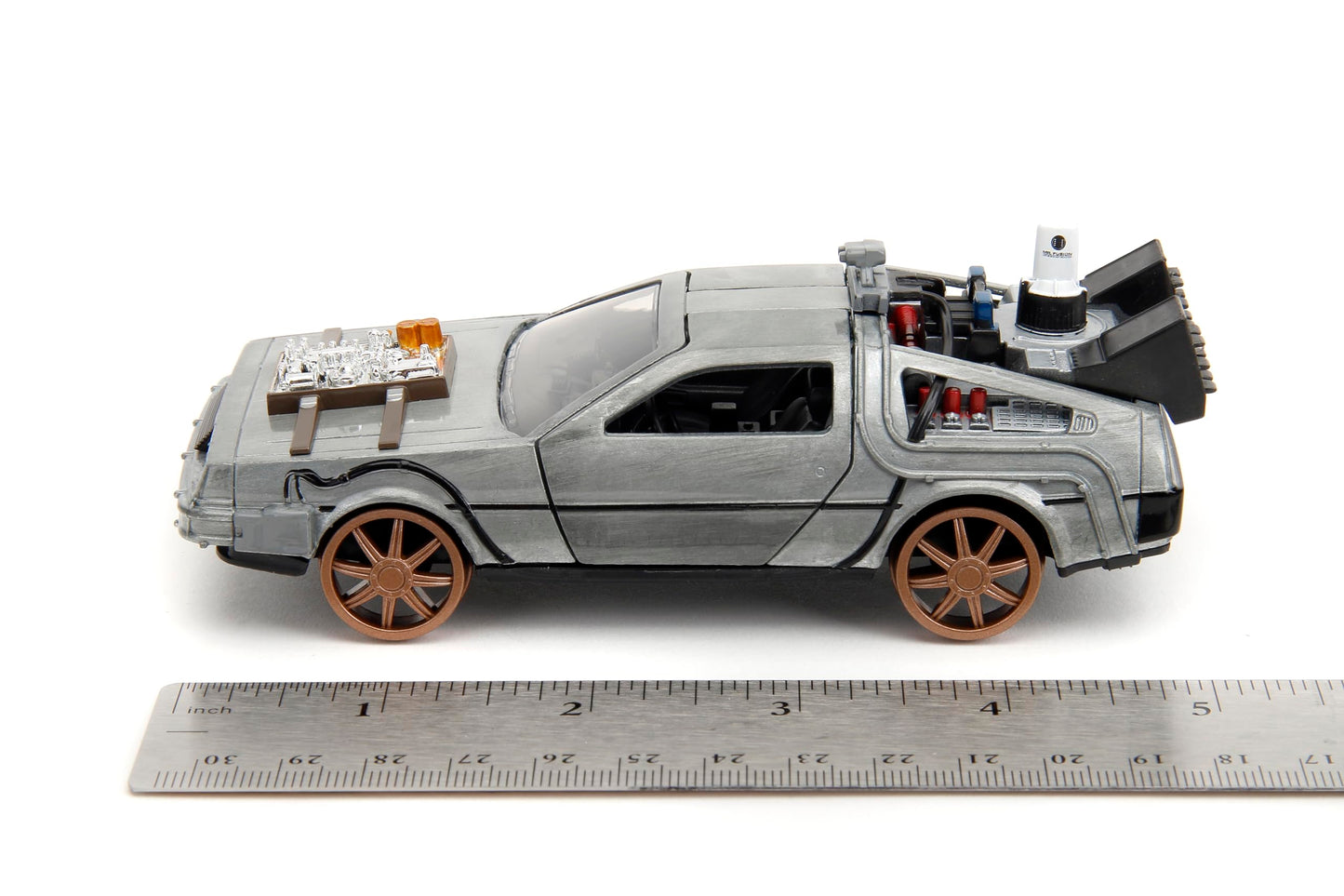 Jada Back to The Future Part III 1:32 Time Machine Rail Wheels Die-Cast Car, Toys for Kids and Adults