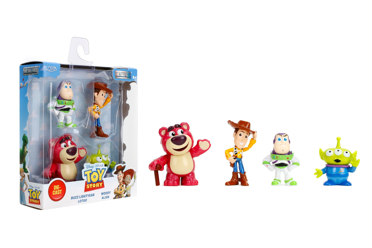 Jada Toy Story Metalfigs 4-Pack – Buzz Lightyear, Woody, Alien, Lotso – Gift Set for Kids and Fans Ages 8+ – Pixar Characters– 2.5” Diecast Collectible Figure Toys