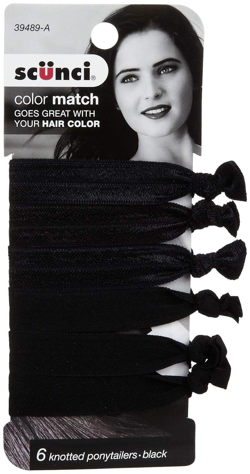Scunci Knot Ponytailers, Black – Beauty
