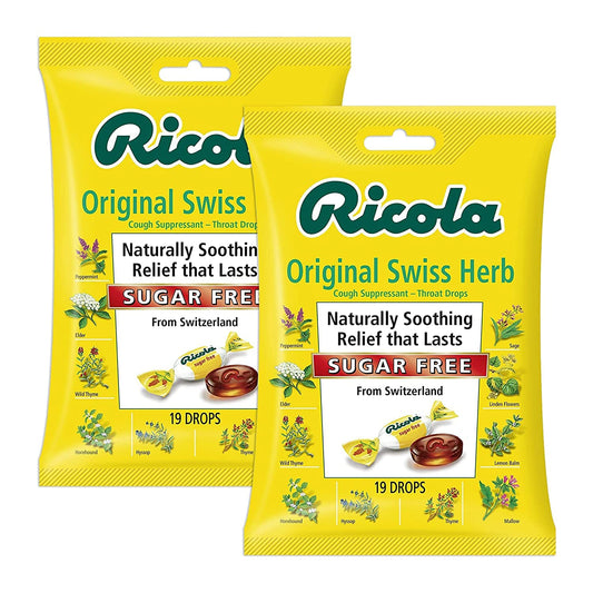 Ricola Sugar Free Throat Drops Original Swiss Herb - 19 ct, Pack of 2 – Beauty