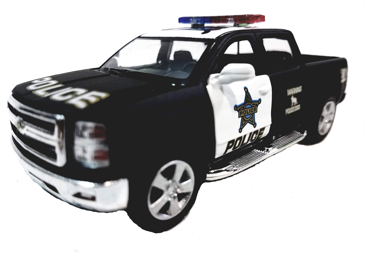 KiNSMART 2014 Chevrolet Silverado LTZ Crew Cab 4x4 1:46 Scale 5 Inch Diecast Metal Model Pick-up Interceptor Truck Police K9 Unit