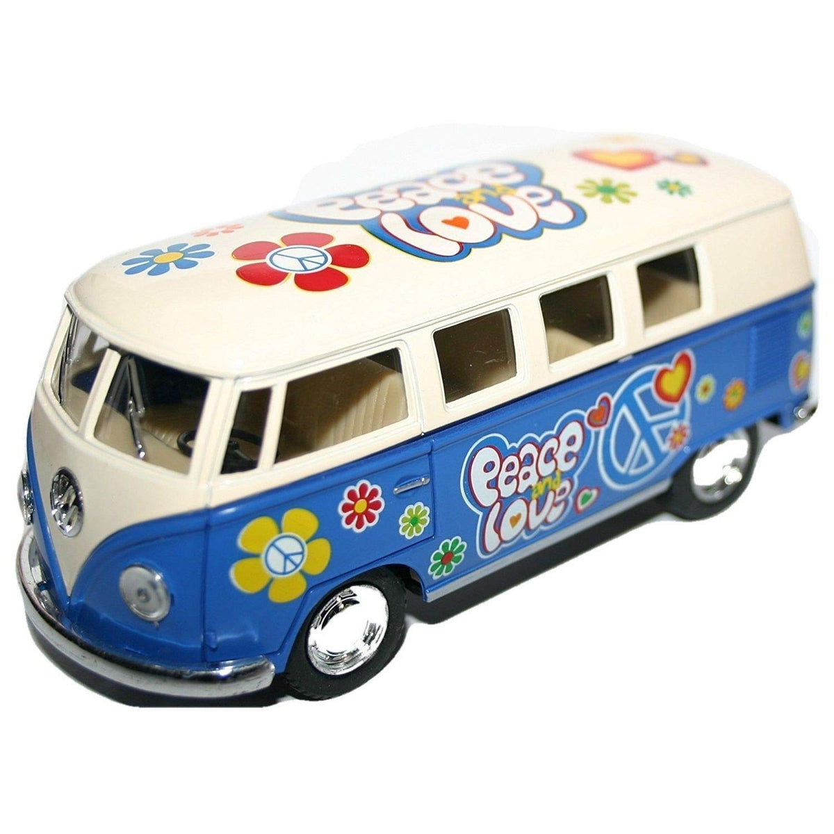 Set of 4: 5" Classic 1962 Volkswagen Van with Decal 1:32 Scale (Green/Maroon/Red/Yellow)