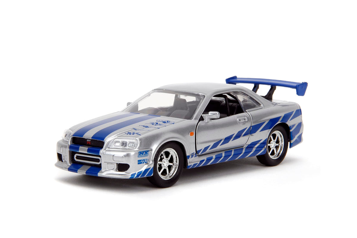 Jada Toys Fast & Furious 1:32 Brian's Nissan Skyline GT-R R34 Die-cast Car Silver/Blue, Toys for Kids and Adults