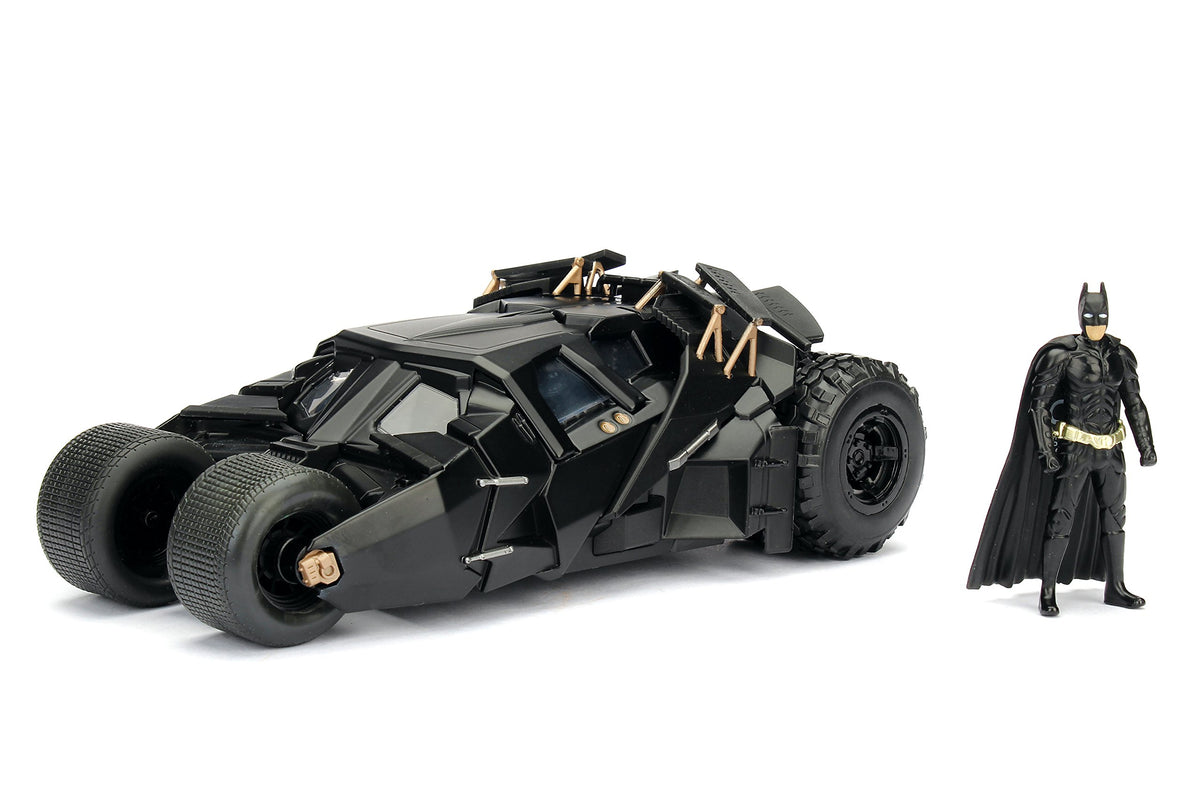 Jada Toys DC Comics 2008 The Dark Knight Batmobile with Batman Figure 1:24 Scale Metals Die-Cast Collectible Vehicle Boys Metals 2008 Multicolor Standard