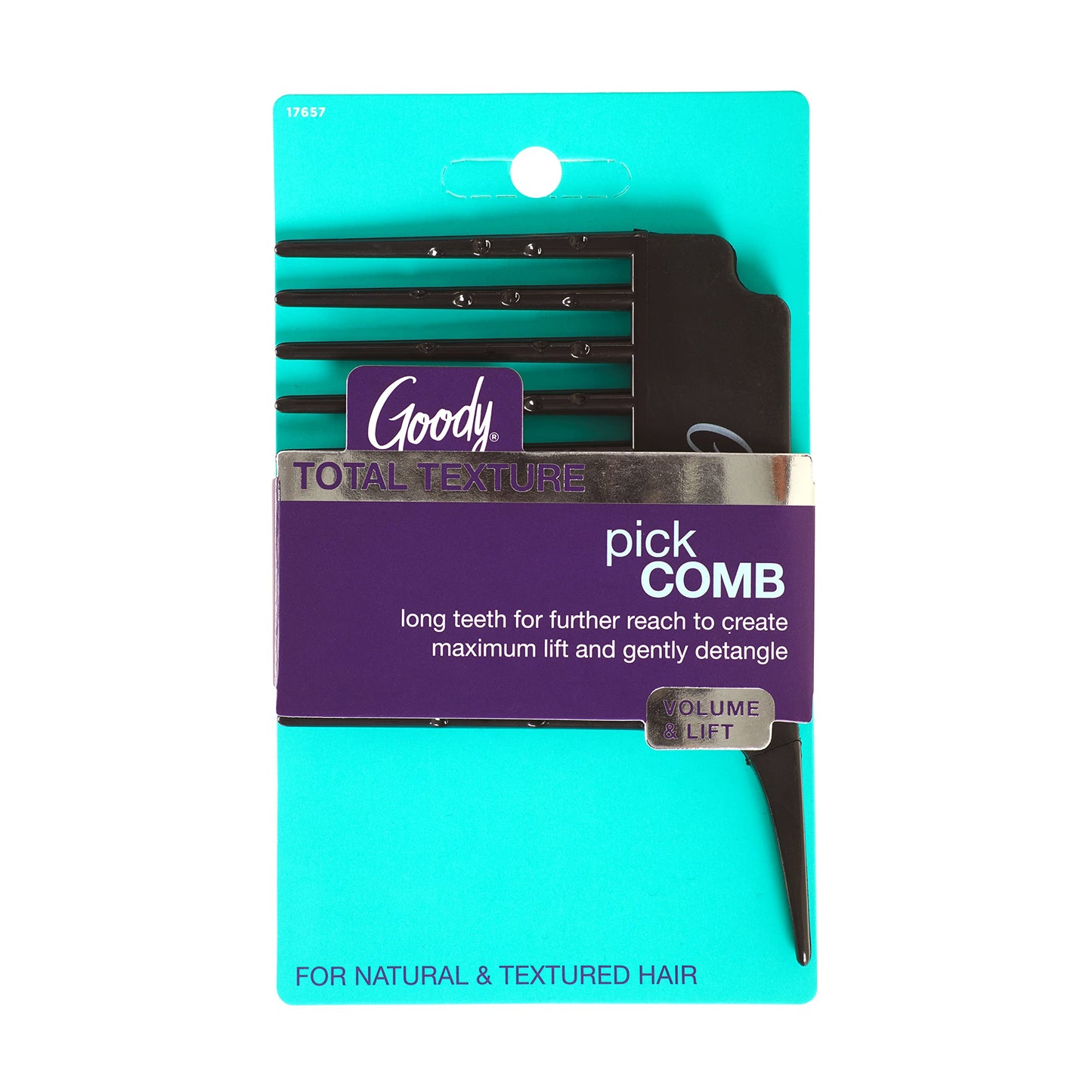 Goody Total Texture Pick Comb - Black - Detangling Hair Comb Great Designed for Creating Maximum Lift and Volume - Durable for Everyday and Professional Use - Tapered Handle – Beauty