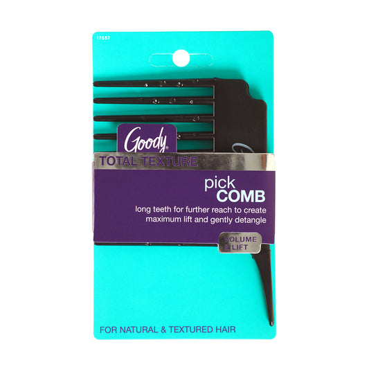 Goody Total Texture Pick Comb - Black - Detangling Hair Comb Great Designed for Creating Maximum Lift and Volume - Durable for Everyday and Professional Use - Tapered Handle – Beauty