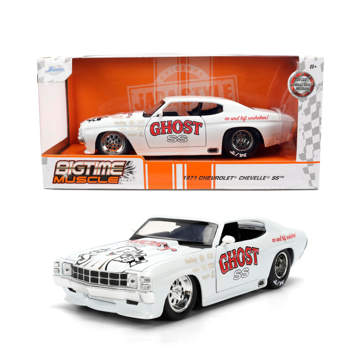 Jada Toys Bigtime Muscle 1:24 1971 Chevrolet Chevelle SS Die-cast Car – Opening Doors, Hood, Trunk, Rubber Tires(White)