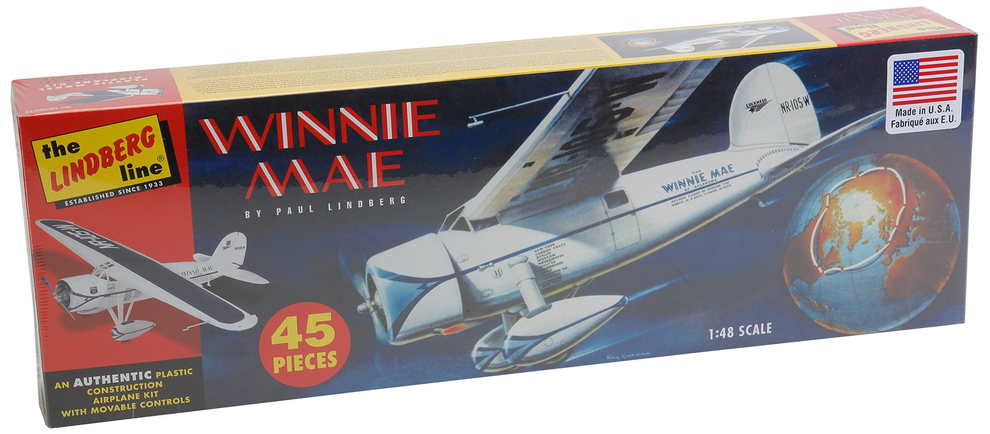 Lindberg Models 1:48 Scale Winnie Mae Airplane Model Kit – Toy