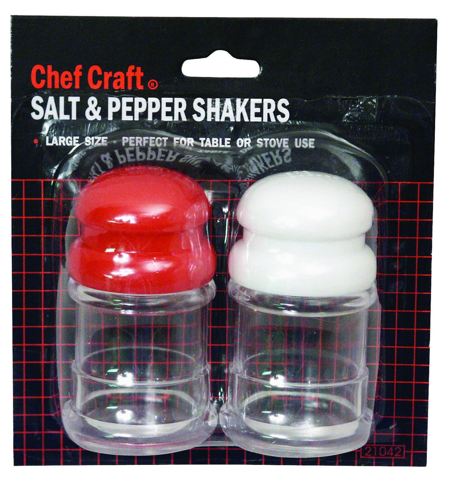 Chef Craft Salt & Pepper Shakers | White and Red, 3.5-Inches Tall by 1.75-Inches Wide | 1-Set – Kitchen
