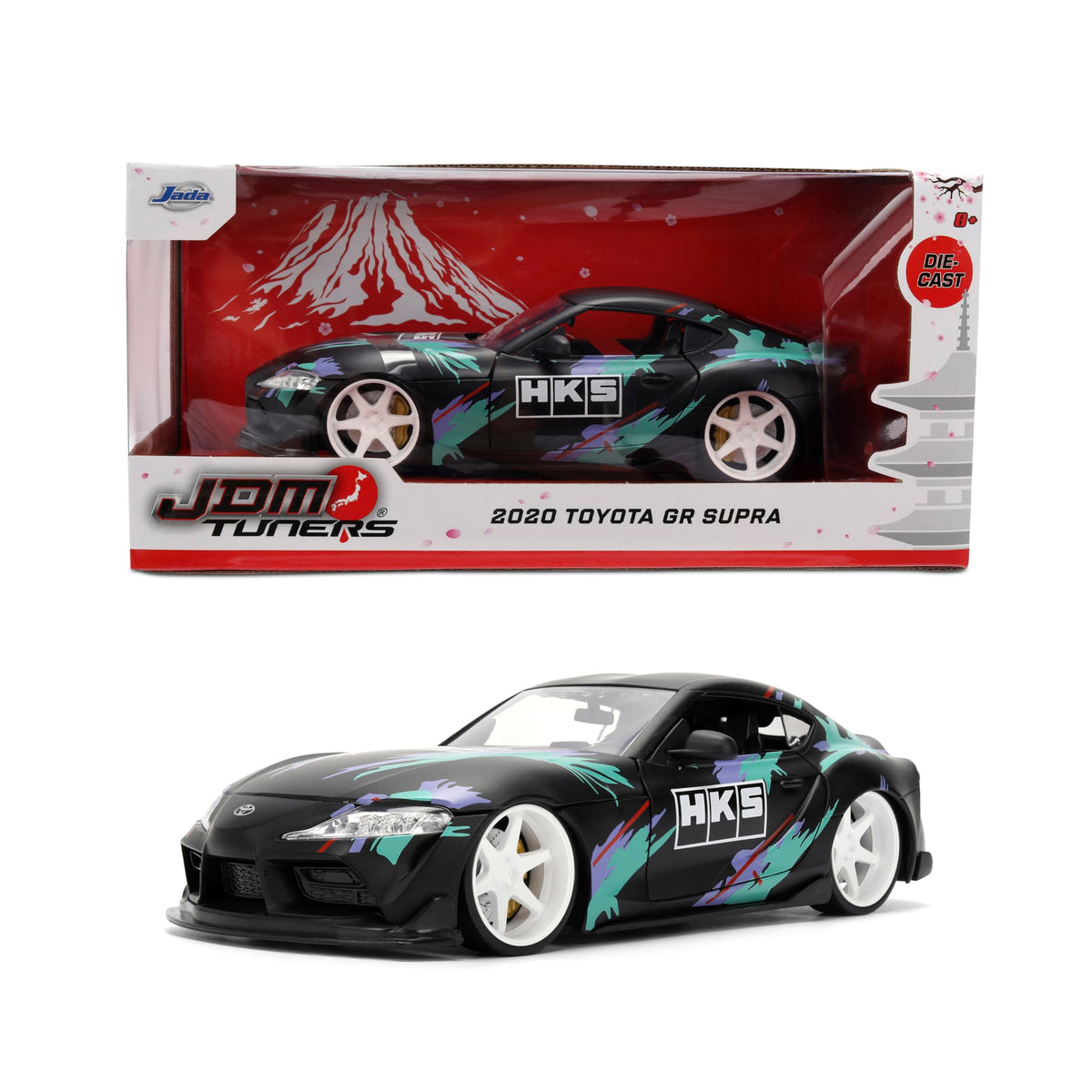 Jada 2020 Toyota GR Supra HKS, Black/Green Toys 37023-1/24 Scale Diecast Model Car