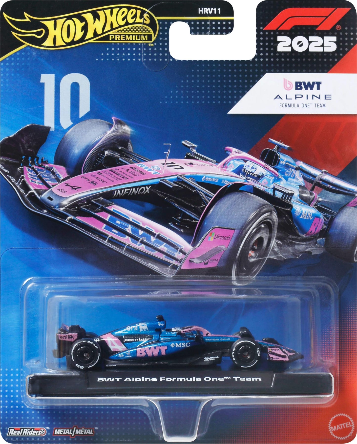 Hot Wheels 1:64 Scale Premium Die-Cast Formula 1 Collectible Toy Race Car with Real Riders Tires & Metal/Metal Body & Chassis
