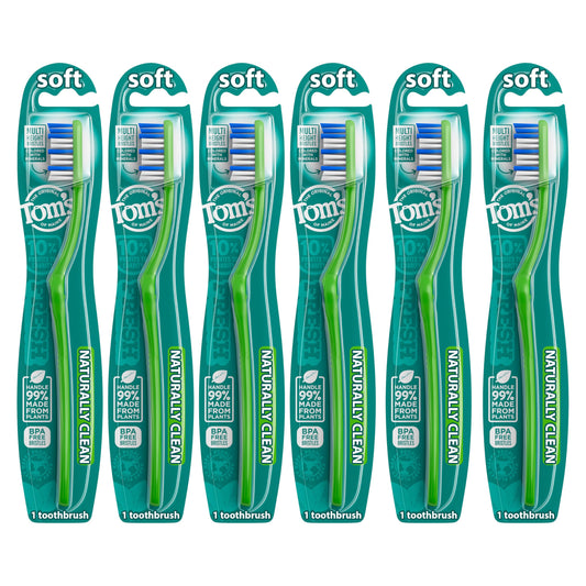 Tom's of Maine Naturally Clean Toothbrush, Soft, 6-Pack – Beauty