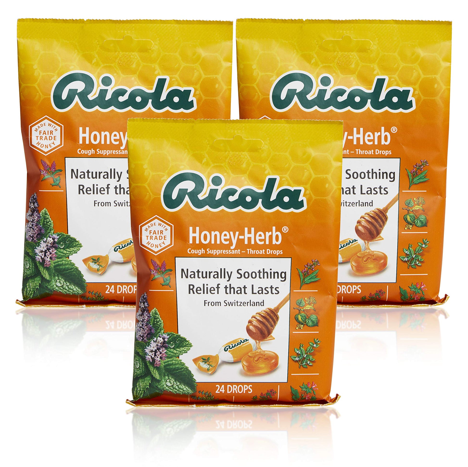 Ricola Honey Herb Herbal Cough Suppressant Throat Drops, 24ct Bag (Pack of 3) – Drugstore