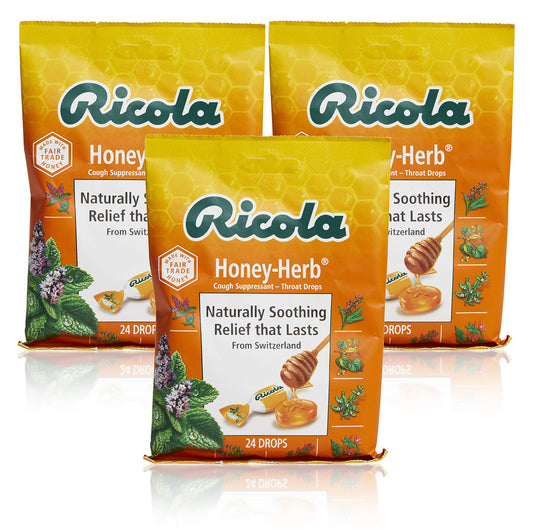 Ricola Honey Herb Herbal Cough Suppressant Throat Drops, 24ct Bag (Pack of 3) – Drugstore